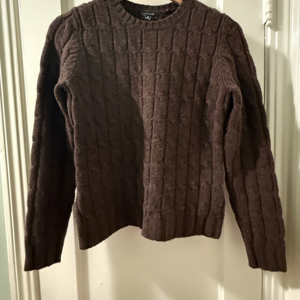 Vintage 2003 Gap Heavyweight Lambs wool Stretch Cable Knit cocoa Brown Sweater